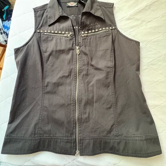 Harley-Davidson Jackets & Blazers - Harley-Davidson Gray Vest with Silver Accents